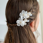 Kommunion Haarschmuck, Haarklammer Kommunion mit weißer Organza Blume, goldenen Elementen