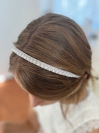 Weißer Haarreif Kommunion – Perlen & feines Organzaband