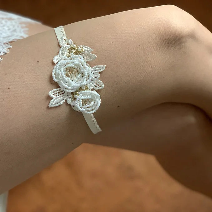 Strumpfband aus Spitze,Strumpfband boho, vintage,ivory