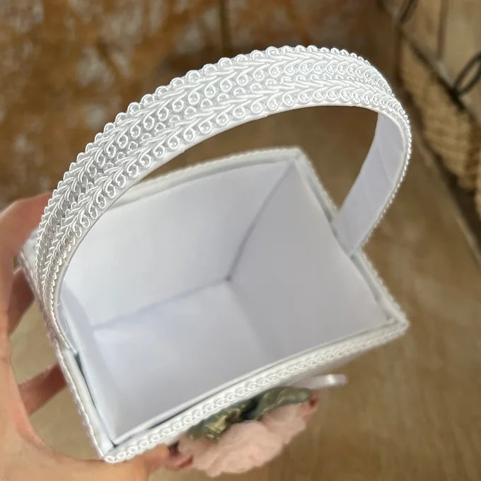 Hochzeitskörbchen aus Satin, Blumenkörbchen Hochzeit, Korb für Blumenkinder