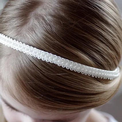 Haarschmuck Kommunion, Haarreif  Kommunion in ivory/creme/elfenbein mit Perlen