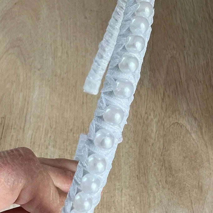 Haarschmuck Kommunion,Haarreif Kommunion,Haarreif weiß mit Perlen