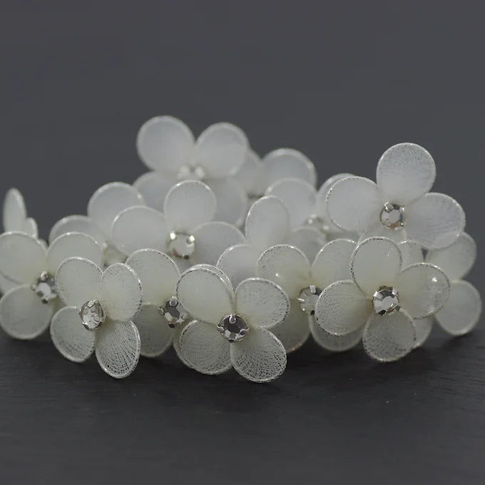 Haarschmuck Kommunion, Haar Curlies Kommunion, Blumen Curlies in weiß mit Strassstein