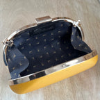 Clutch Gelb Lederimitat – Abendtasche Gold Kette – Elegante Party Tasche Damen