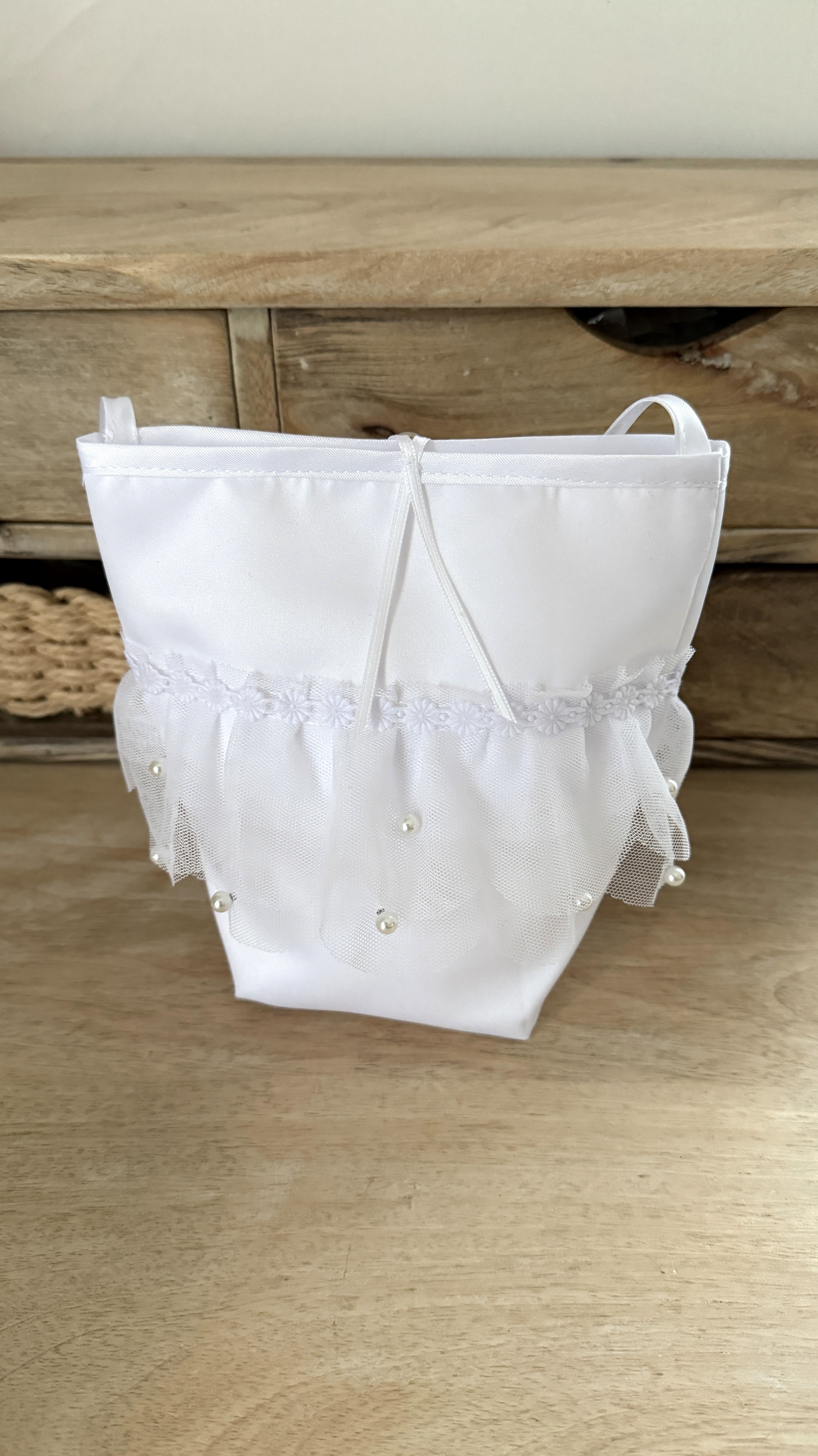 Tüll Tasche Kommunion – Elegante Satin-Tasche mit Perlen