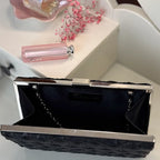 Elegante schwarze Clutch Tasche aus Pailletten Stoff Abendtasche für Damen Gala