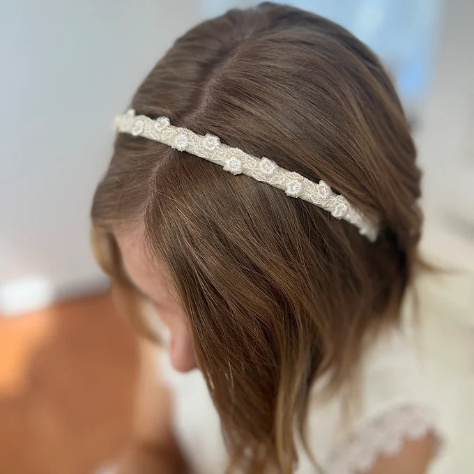 Haarschmuck Kommunion,Haarreif Kommunion,Haarreif ivory mit/ohne Strasssteinchen