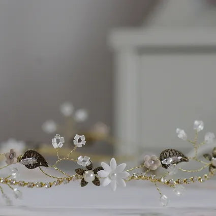 Haarband/Stirnband Vintage,gold,ivory
