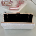 Braut Clutch off white Gold – Hochzeitstasche mit Kette – elegante Brauttasche