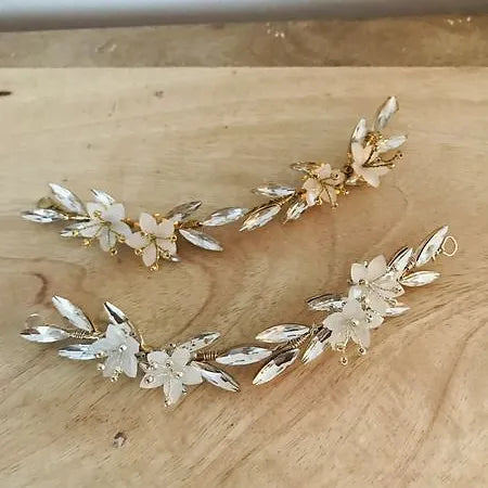 Braut-Haarschmuck-Haarranke mit Strassästen und Blumen