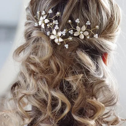 Brautschmuck-Haarnadel-Blume-ivory o.weiß
