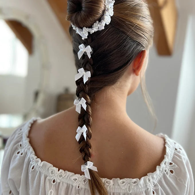 Curlies Kommunion in Form einer kleinen Schleife, Erstkommunion Haarschmuck, fünf  Haar Curlies Kommunion