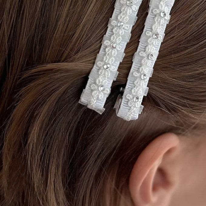 Kopfschmuck Kommunion, Haarspange für Kommunion,  mit zarten Perlenblüten.
