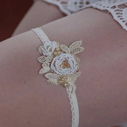 Strumpfband aus Spitze,Strumpfband boho, vintage,ivory