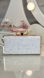Braut Clutch Spitze Off-White – Elegante Hochzeitstasche mit Kette