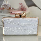 Braut Clutch Spitze Off-White – Hochzeitstasche mit Kette – elegante Brauttasche