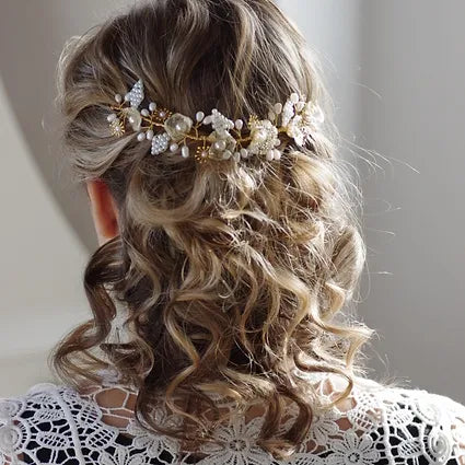 Brautschmuck-Haarranke-gold oder silber-mit Blumen