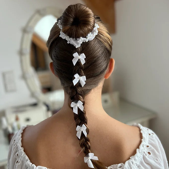 Curlies Kommunion in Form einer kleinen Schleife, Erstkommunion Haarschmuck, fünf  Haar Curlies Kommunion