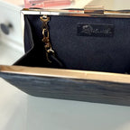 Schwarze Clutch aus Kunstleder, elegante Abendtasche für Damen, perfekt für Gala