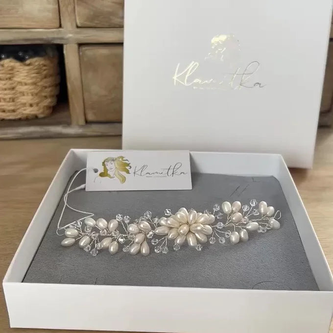 Braut Haarschmuck-Haarranke-Perlen-Swarowski Bicon