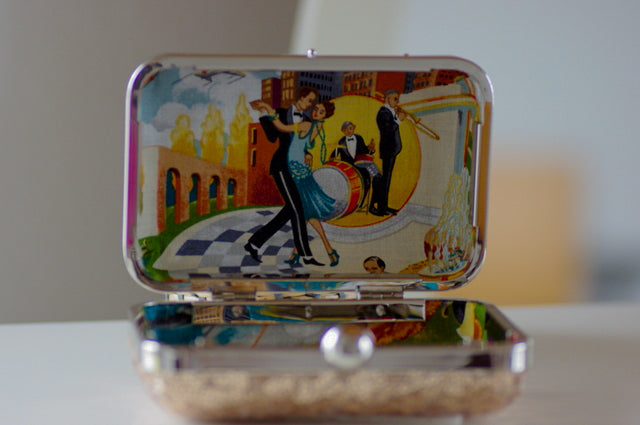 Schwarz Pailletten Clutch – Elegante Abendtasche in Gold & Schwarz