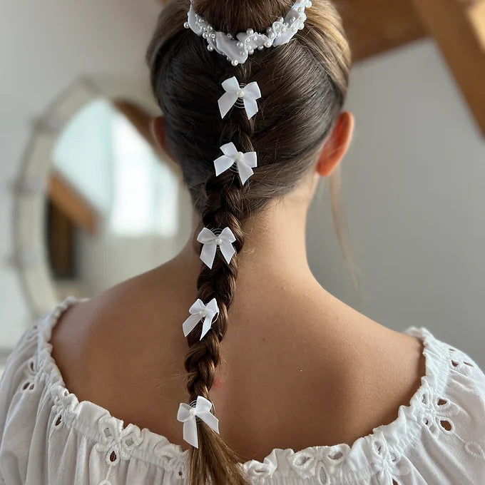 Curlies Kommunion in Form einer kleinen Schleife, Erstkommunion Haarschmuck, fünf  Haar Curlies Kommunion