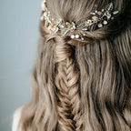 Braut Haarschmuck, Braut Haarranke mit goldenen Blättern und Strasssteinen