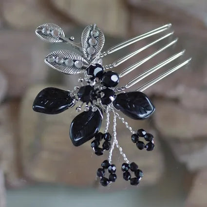 Haarkamm,Haarschmuck, schwarz/silber,Ball,Abiball