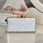 Braut Clutch Spitze Off-White – Hochzeitstasche mit Kette – elegante Brauttasche