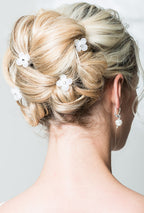 Blumen Curlies – 5er-Set weiße/Ivory Curlies mit Kristallperle