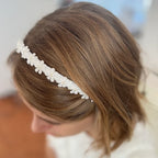 Haarschmuck Kommunion,Haarreif Kommunion,Haarreif weiß mit Blumen und Perlen
