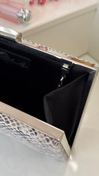 Elegante Abendtasche Snake Print Weiß-Schwarz – Damen Clutch