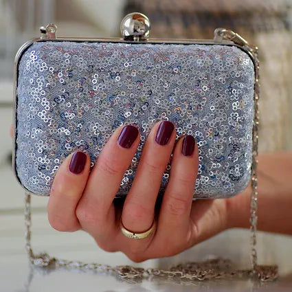 Clutch Pailetten in Silber