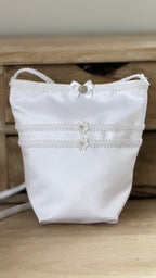 Schleifen Tasche Kommunion – Satin mit Blumen & eleganten Bändern