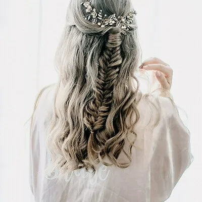 Braut Haarschmuck, Braut Haarranke mit goldenen Blättern und Strasssteinen