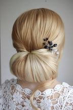 Haarkamm Ball – Schwarzer Haarkamm mit silbernen Perlen & Strass