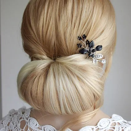 Haarkamm,Haarschmuck, schwarz/silber,Ball,Abiball