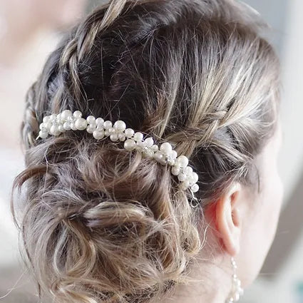 Braut-Haarschmuck-Haarranke-Perlen weiß oder ivory