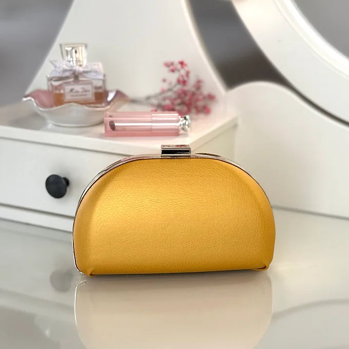 Clutch Gelb Lederimitat – Abendtasche Gold Kette – Elegante Party Tasche Damen