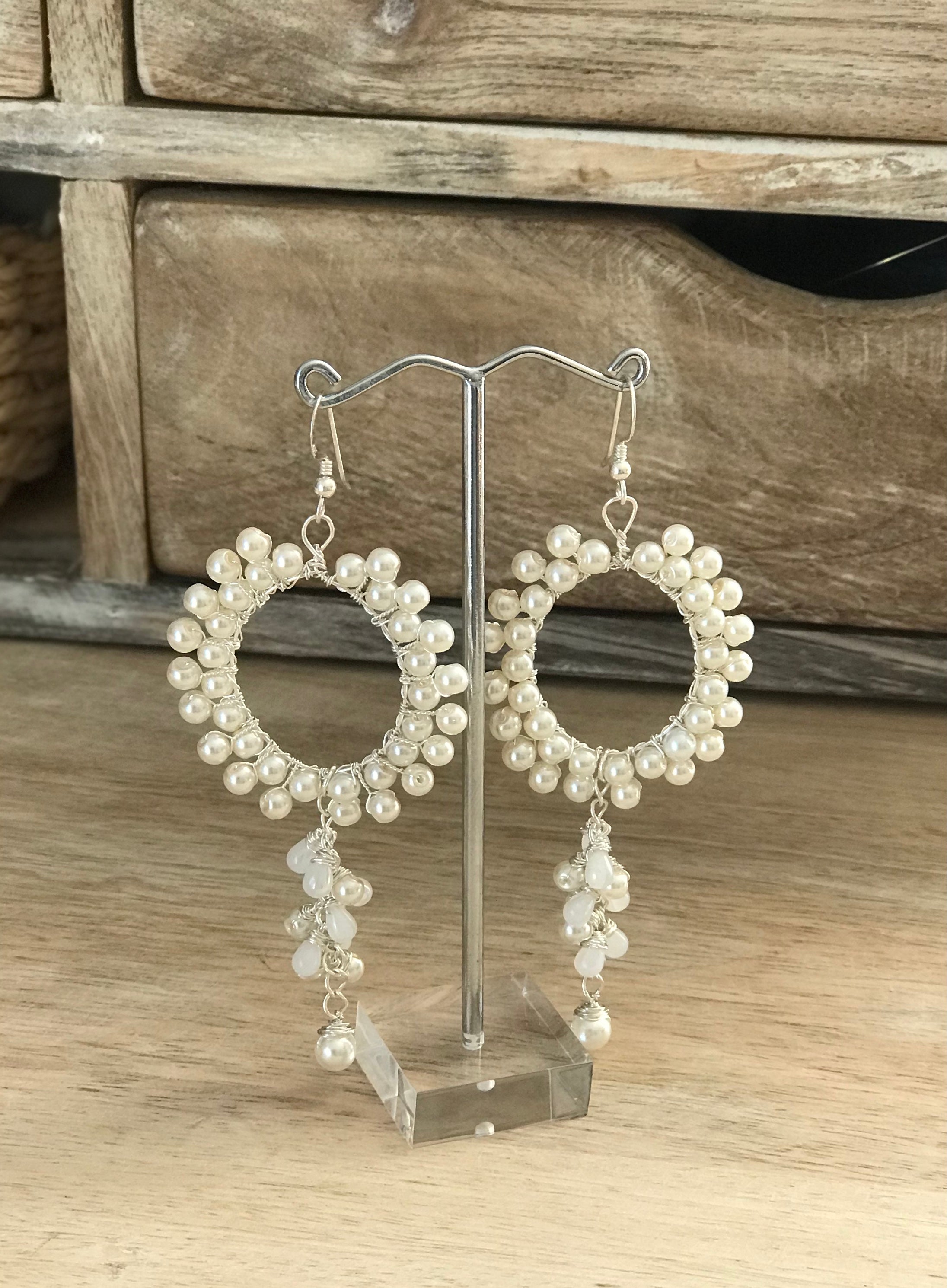 Perlen Ohrringe Braut – Statement Ivory/Weiß im Chic-Bridal-Style