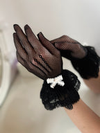 Abendhandschuhe – Elegante Spitzenhandschuhe mit feinen Perlen