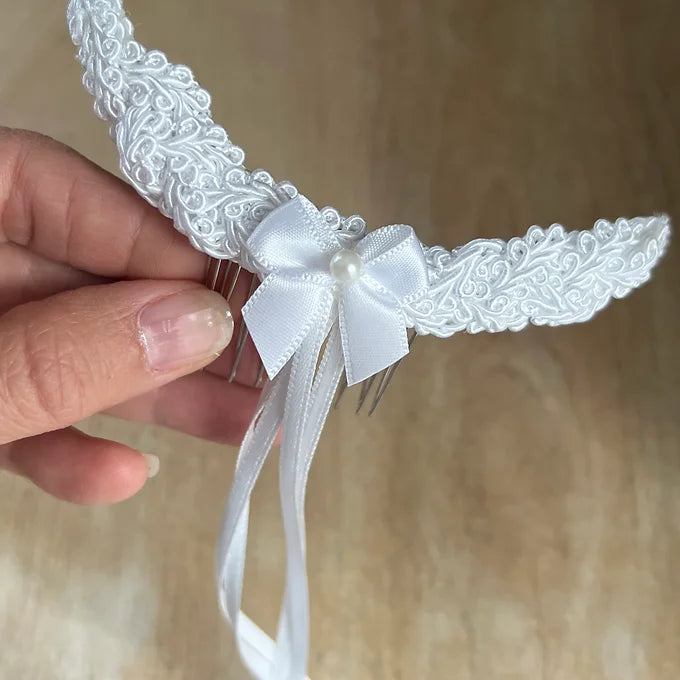Haarschmuck Kommunion,Haarkamm Kommunion,Erstkommunion Haarschmuck,weiß