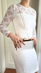 Braut Clutch Spitze Off-White – Elegante Hochzeitstasche mit Kette