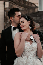 Perlen Ohrring – Statement Brautohrringe mit großer Perle & Spitzenblumen