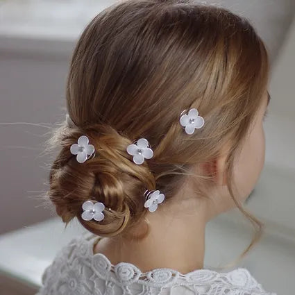 Haarschmuck Kommunion, Haar Curlies Kommunion, Blumen Curlies in weiß mit Strassstein