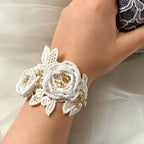 Braut Vintage-Armband aus Zarte Spitze, Perlen und Satinband
