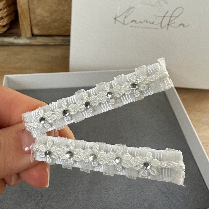 Kopfschmuck Kommunion, Haarspange für Kommunion,  mit zarten Perlenblüten.