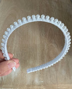 Weißer Haarreif Kommunion – Perlen & feines Organzaband