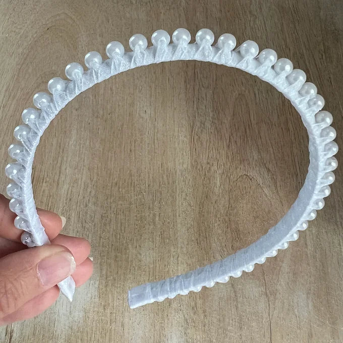 Haarschmuck Kommunion,Haarreif Kommunion,Haarreif weiß mit Perlen