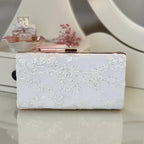 Braut Clutch off white Gold – Hochzeitstasche mit Kette – elegante Brauttasche